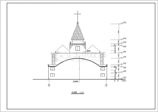 【江苏省】某地区大型基督教会全套建筑图-图二