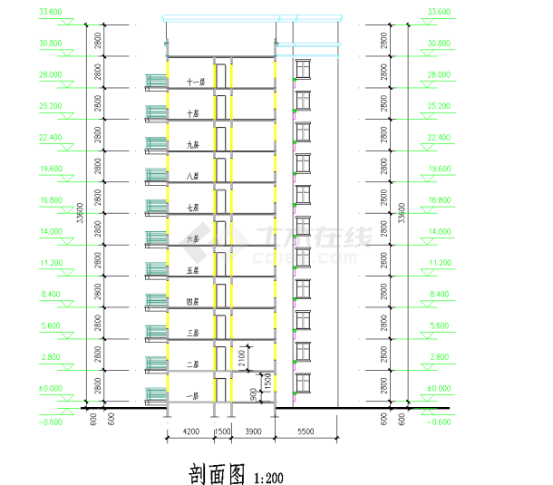 【连云港市】某地区建筑平立剖面图纸-图二