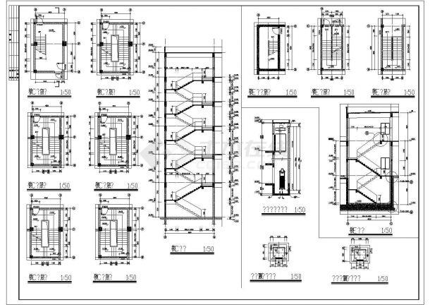 某地区小型宾馆楼梯建筑详图（共五张）-图二