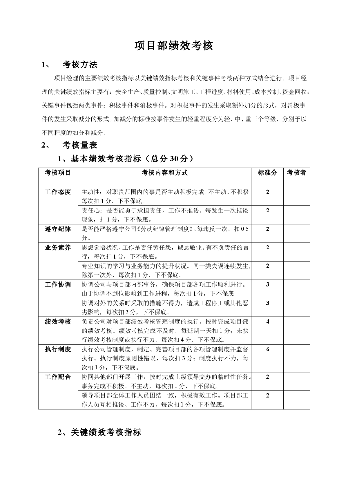 最新的工程管理考核办法