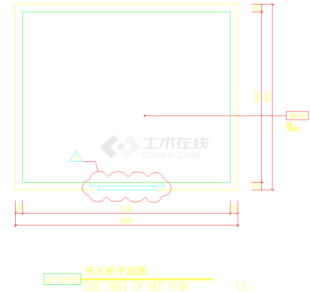 某地酒店装修工程床头柜节点大样图-图一