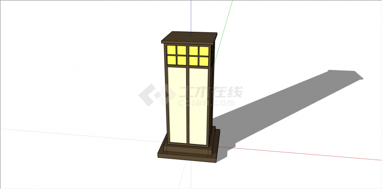 新中式长方体状灯笼 su模型-图二