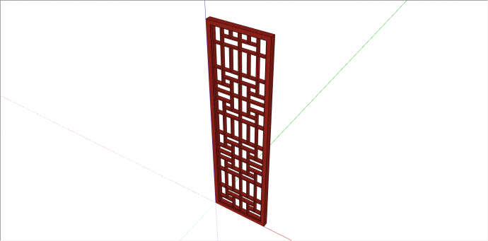 中式红色系木制窗su模型_图1