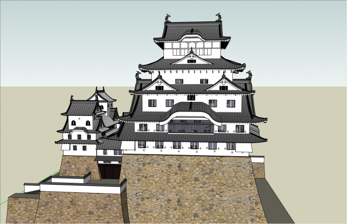 大规模多层日本古建筑su模型_图1