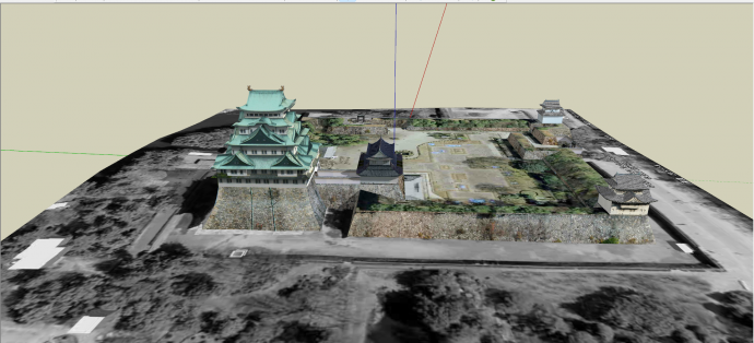 绿色系石台基日本古建su模型_图1