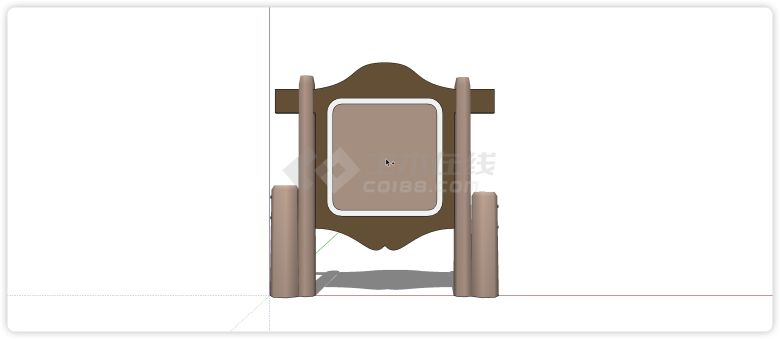 棕色青蛙造型指示牌su模型-图一