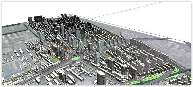 郑州二七区城市设计规划总图su模型-图二