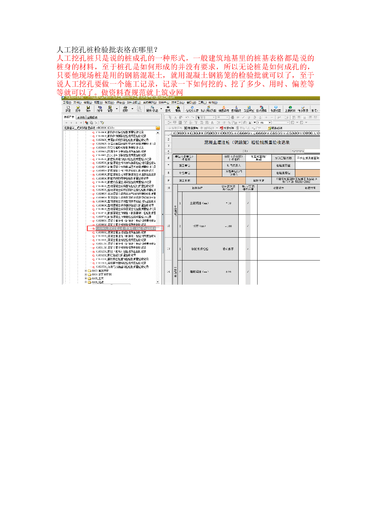 人工挖孔桩检验批表格在哪里