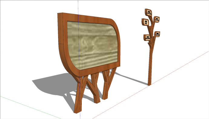木质简易导视指示牌su模型_图1