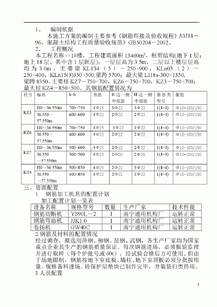 某（0.00以上）钢筋施工方案-图一