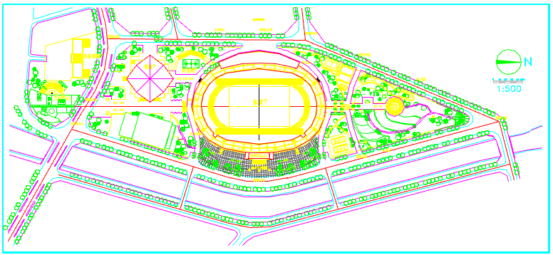 某地大型体育场建筑设计规划总平面图