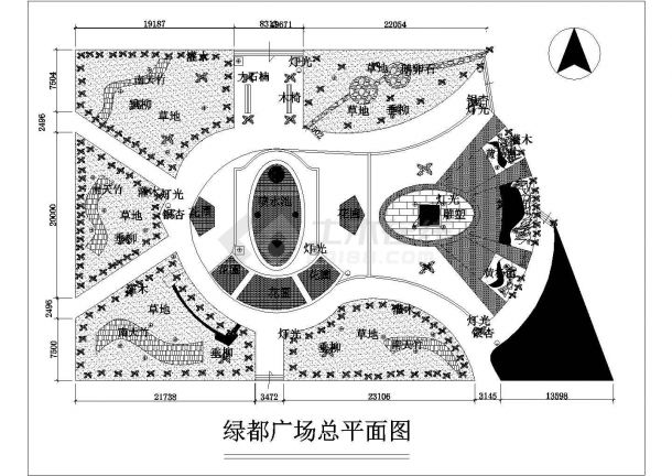 【广东省】某城市广场绿化设计图纸-图一