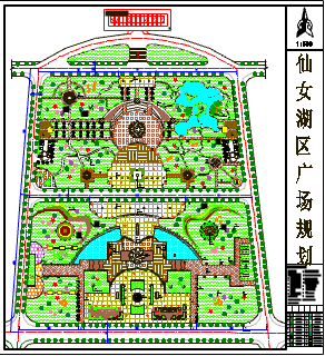 某地大型仙女湖广场绿化规划总平面图-图一
