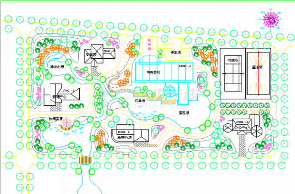 某地大型休闲中心景观建筑设计规划图-图一