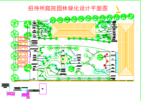 某小型招待所庭院园林绿化设计平面图_图1