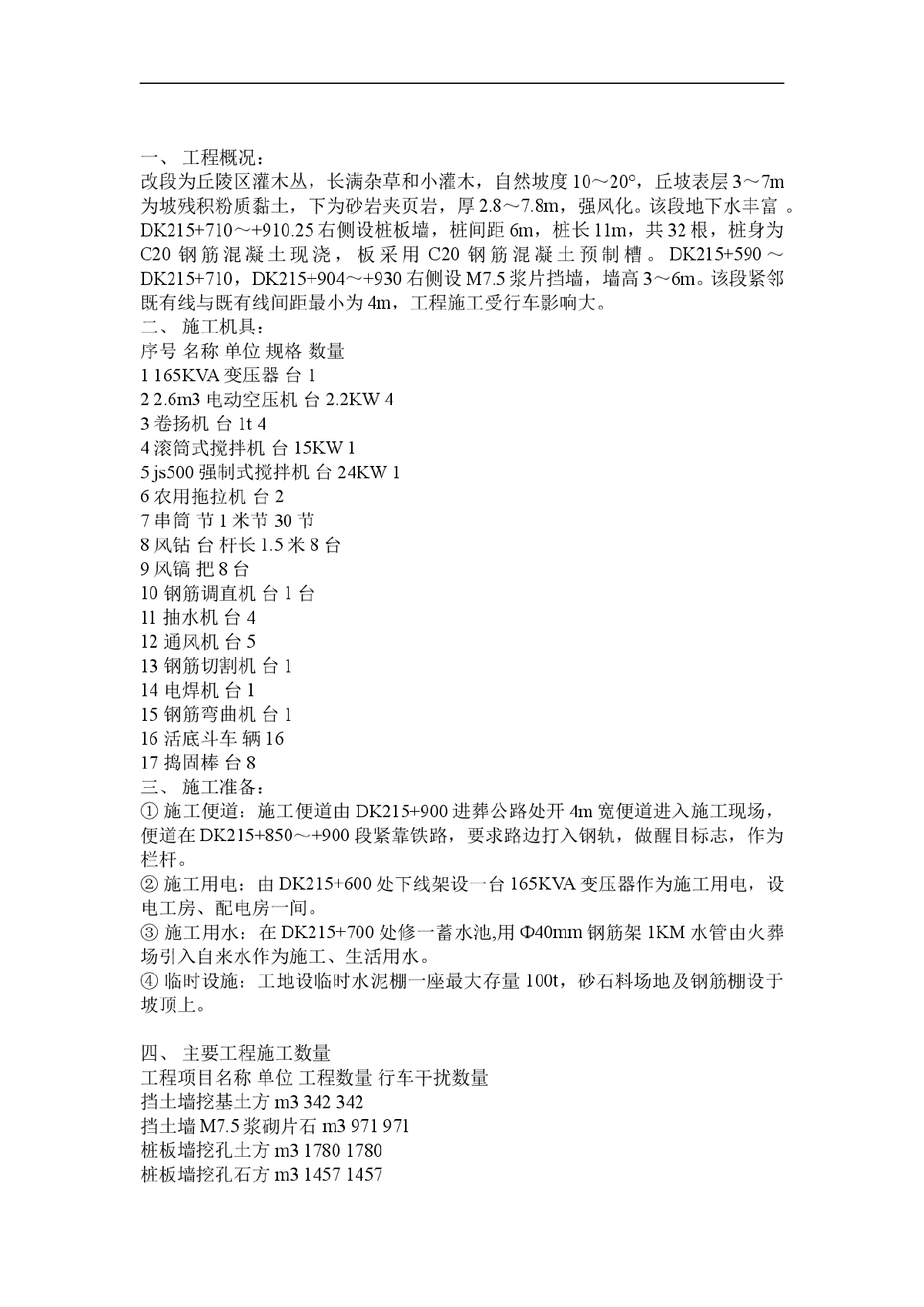 挡墙抗滑桩及支挡工程施工方案