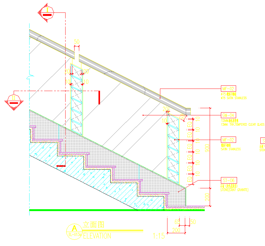 某酒店装修工程楼梯及栏杆节点大样图（共六张）