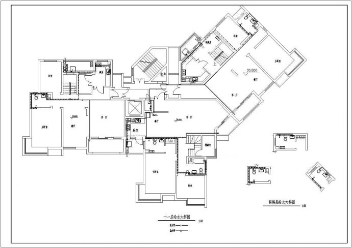 某11层住宅楼给排水消防设计图纸_图1