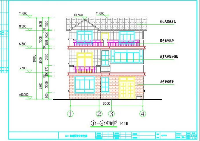 某三层别墅设计方案图纸 （共9张）_图1