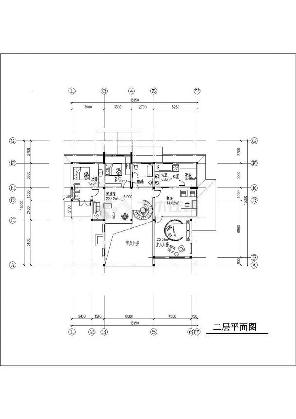 某三层别墅设计方案图纸 （共8张）-图二