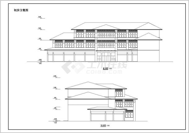 某市区农业展示中心初步建筑设计CAD参考图-图一