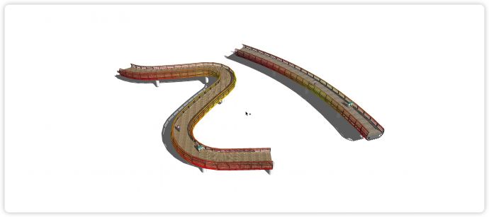 红黄渐变钢结构围栏现代风格桥su模型_图1