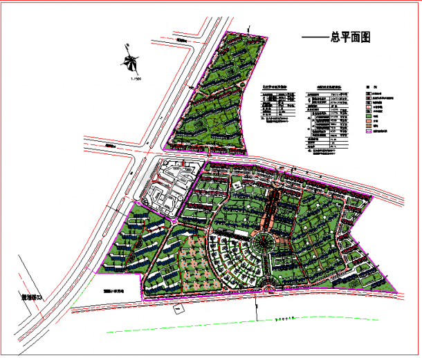 【福建省】某地区大型居住小区规划设计图纸-图一