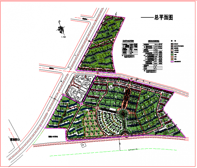 【福建省】某地区大型居住小区规划设计图纸_图1