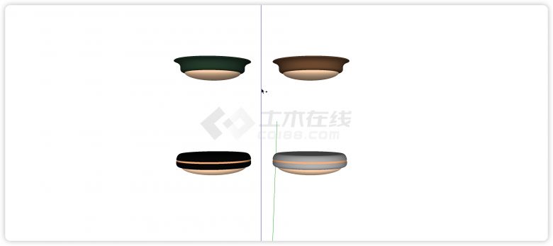 圆形绿色棕色现代吸顶灯su模型-图一