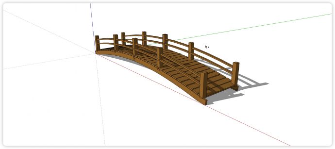 双弧线矮围栏木桥su模型_图1