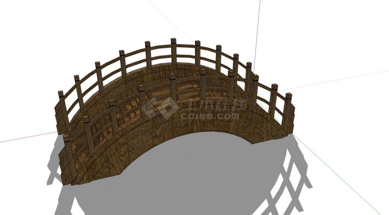两端为阶梯的木制拱桥su模型-图二