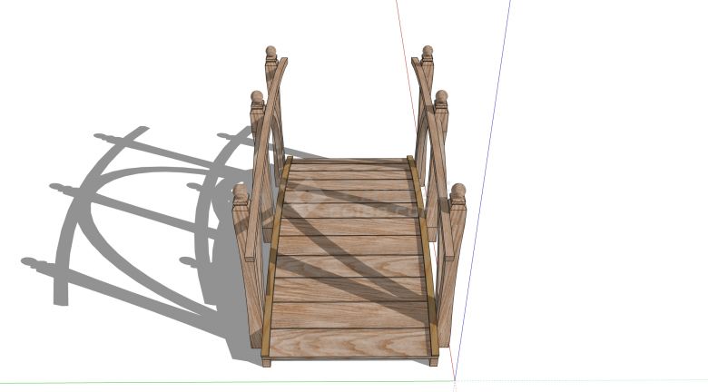 木质弧形高栏杆木桥su模型-图二