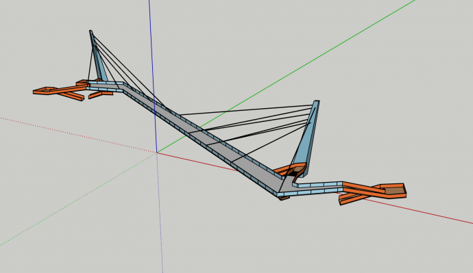 跨市区高大桥梁设计su模型_图1