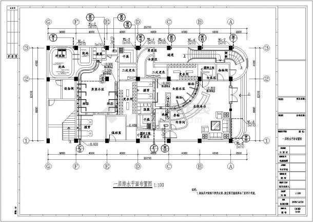 【浙江省】某桑拿洗浴中心给排水设计图-图二