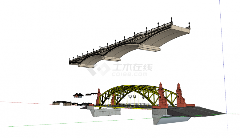 桥梁多样式组合展示su模型-图二