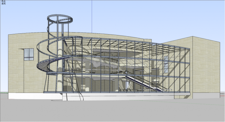 博物馆设计旋转楼梯su模型-图二