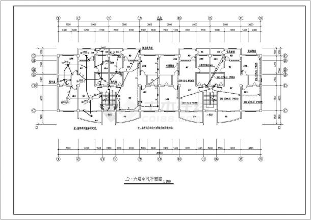 某单位多层宿舍楼电气设计施工图纸-图二