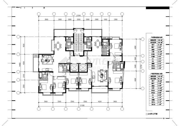 住宅楼建筑整层建筑平面户型设计施工图-图一