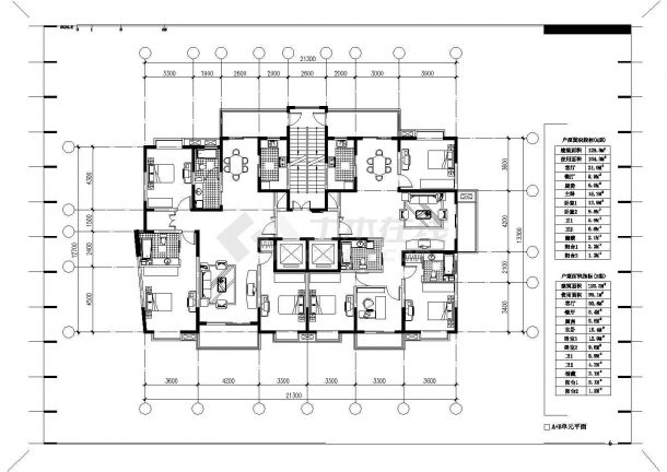 住宅楼建筑整层建筑平面户型设计施工图-图二