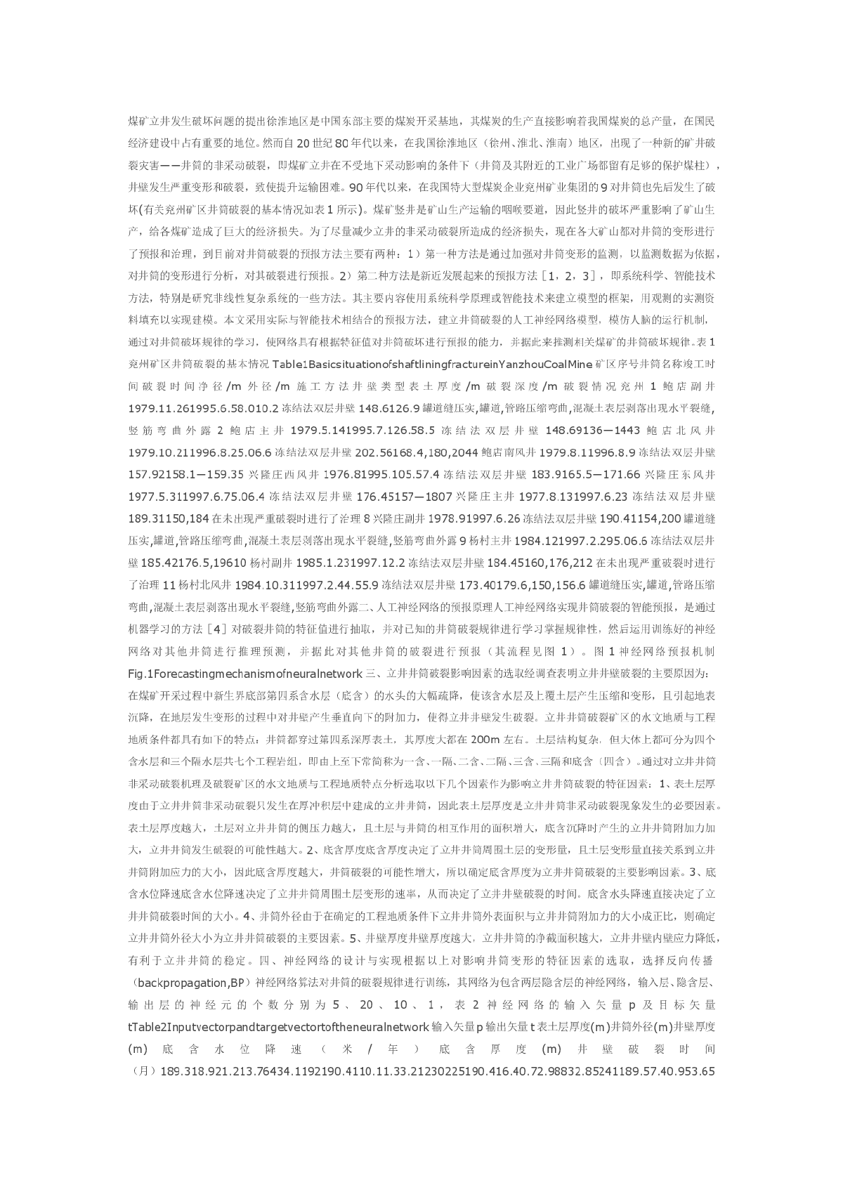 煤矿立井井筒非采动破裂的人工神经网络预测-图一