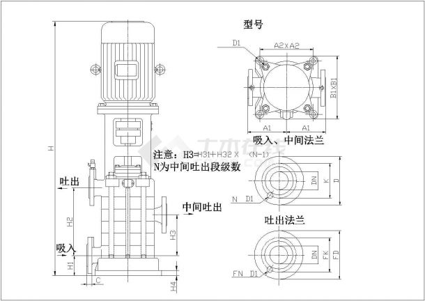 【江苏省】某中型水泵房给排水设计图纸-图一