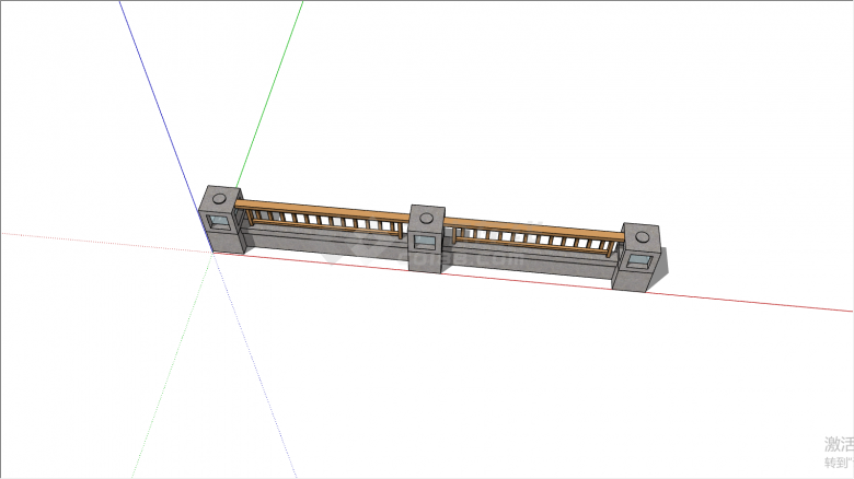 公园木桥专用围栏su模型-图二