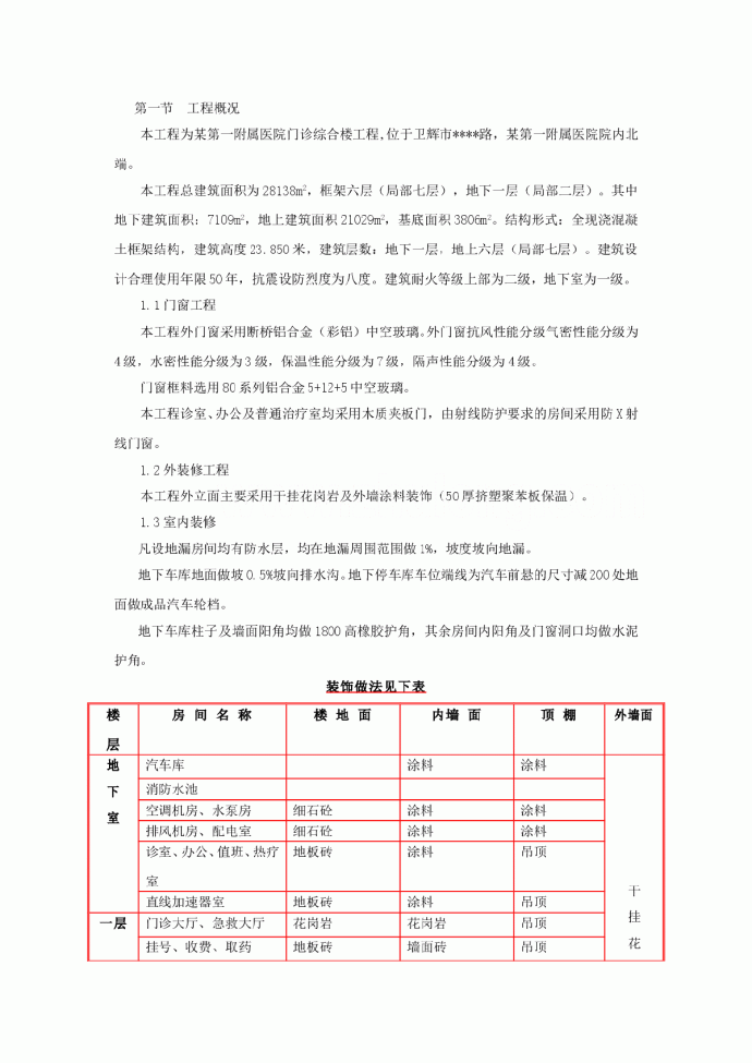 某医院综合楼装饰装修施工方案_图1