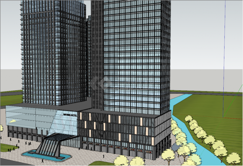 现代化建设建筑大厦su模型-图二