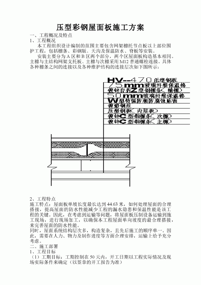 压型彩钢屋面板施工方案_图1