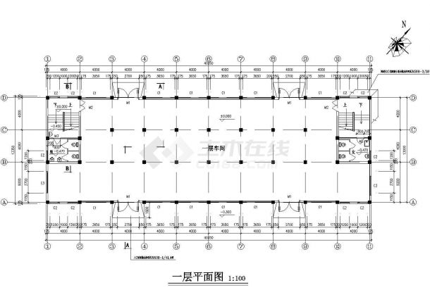 南方某地二层框架厂房建筑施工图（含设计说明）-图二