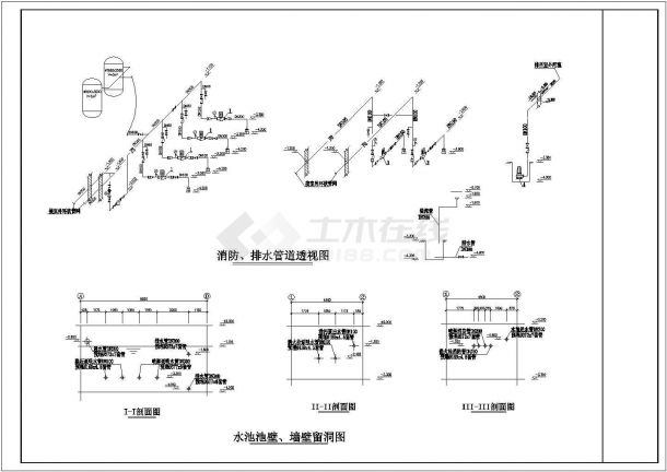 【上海市】某地室外消防泵房给排水图纸-图一