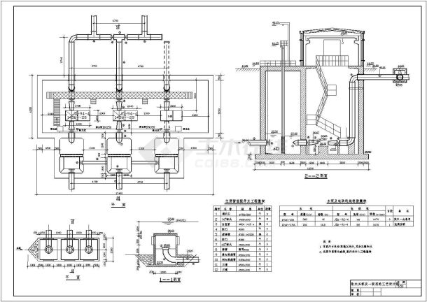 某地水厂平面高程及取水泵房给排水图纸-图一
