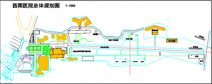 【四川】某地区西南医院建筑总体详细规划图_图1