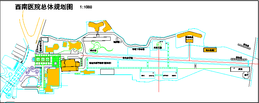 【四川】某地区西南医院建筑总体详细规划图